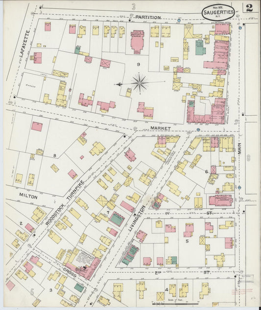 Sanborn Fire Insurance Map from Saugerties, Ulster County, New York (1892), Sheet #0002 - Historic Sanborn Fire Insurance Map Print, vintage old map wall art, antique decor, genealogy gift, New York New York map