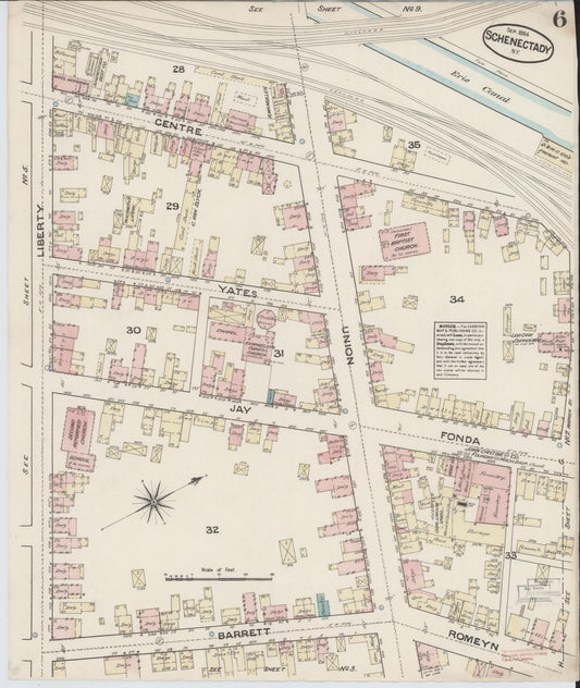 Sanborn Fire Insurance Map from Schenectady, Schenectady County, New York (1884), Sheet #0006 - Historic Sanborn Fire Insurance Map Print, vintage old map wall art, antique decor, genealogy gift, New York New York map