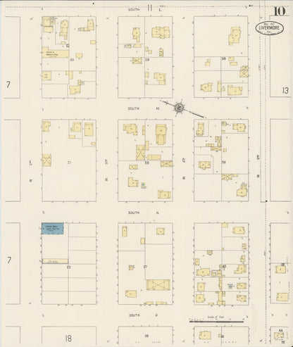 Sanborn Fire Insurance Map from Livermore, Alameda County, California (1917), Sheet #0010 - Complete Map Set gallery image, historic Sanborn map, vintage wall art, California California