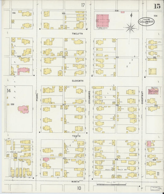 Sanborn Fire Insurance Map from Columbus, Bartholomew County, Indiana (1898), Sheet #0015 - Historic Sanborn Fire Insurance Map Print, vintage old map wall art, antique decor, genealogy gift, Indiana Indiana map