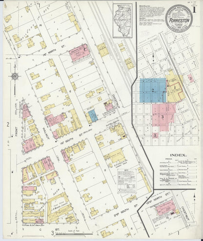 Sanborn Fire Insurance Map from Forreston, Ogle County, Illinois (1912), Sheet #0001 - Complete Map Set gallery image, historic Sanborn map, vintage wall art, Illinois Illinois