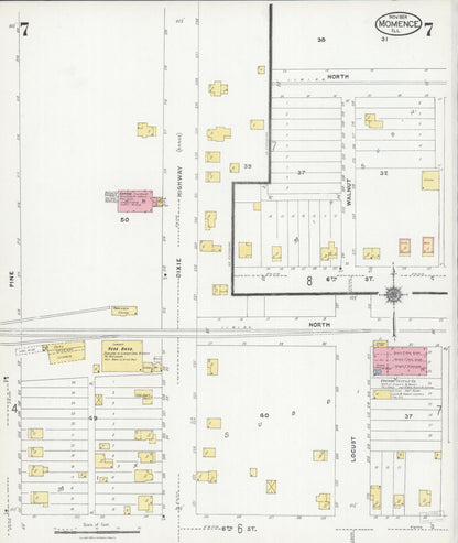 Sanborn Fire Insurance Map from Momence, Kankakee County, Illinois (1924), Sheet #0007 - Historic Sanborn Fire Insurance Map Print, vintage old map wall art, antique decor, genealogy gift, Illinois Illinois map