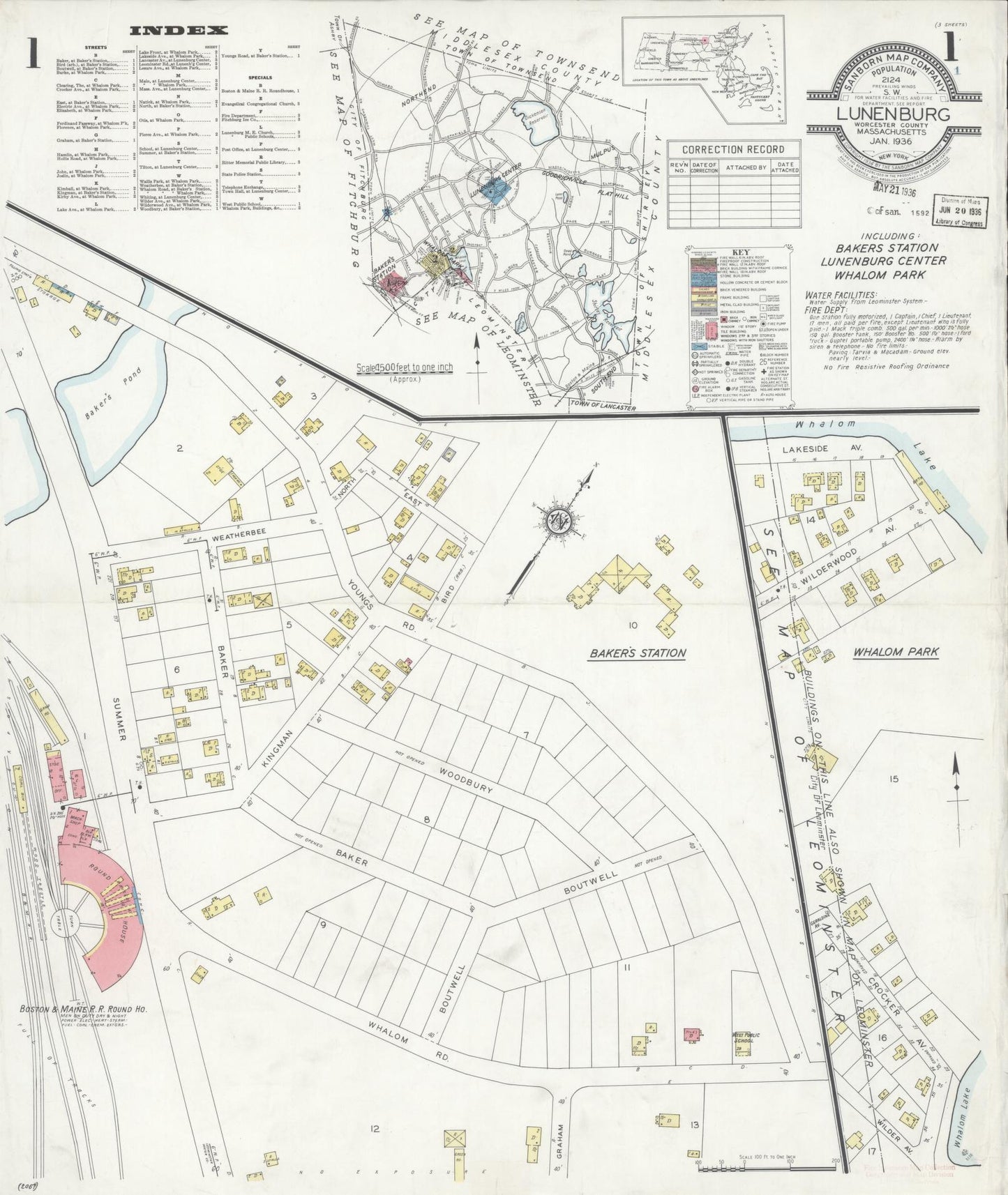 Sanborn Fire Insurance Map from Lunenburg, Worcester County, Massachusetts. (1936) – Historic Sanborn Fire Insurance Map Print