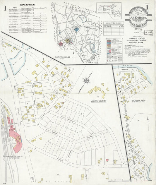 Sanborn Fire Insurance Map from Lunenburg, Worcester County, Massachusetts. (1936) – Historic Sanborn Fire Insurance Map Print