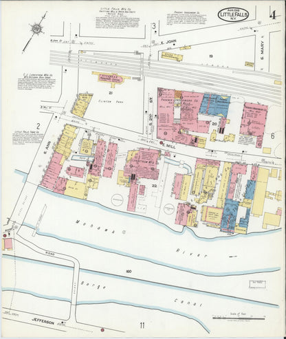 Sanborn Fire Insurance Map from Little Falls, Herkimer County, New York (1918), Sheet #0004 - Complete Map Set gallery image, historic Sanborn map, vintage wall art, New York New York