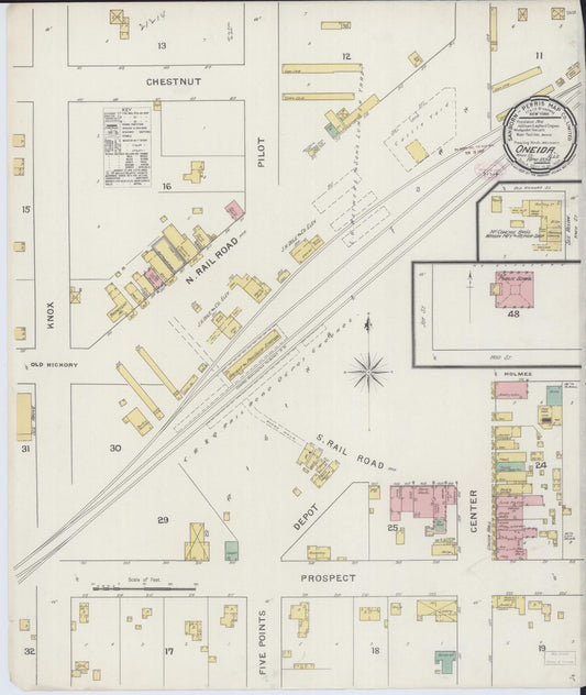 Sanborn Fire Insurance Map from Oneida, Knox County, Illinois (1894), Sheet #0001 - Historic Sanborn Fire Insurance Map Print, vintage old map wall art, antique decor, genealogy gift, Illinois Illinois map