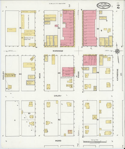 Sanborn Fire Insurance Map from Chillicothe, Hardeman County, Texas (1921), Sheet #0002 - Complete Map Set gallery image, historic Sanborn map, vintage wall art, Texas Texas