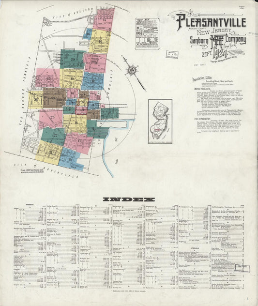 Sanborn Fire Insurance Map from Pleasantville, Atlantic County, New Jersey. (1924) – Historic Sanborn Fire Insurance Map Print