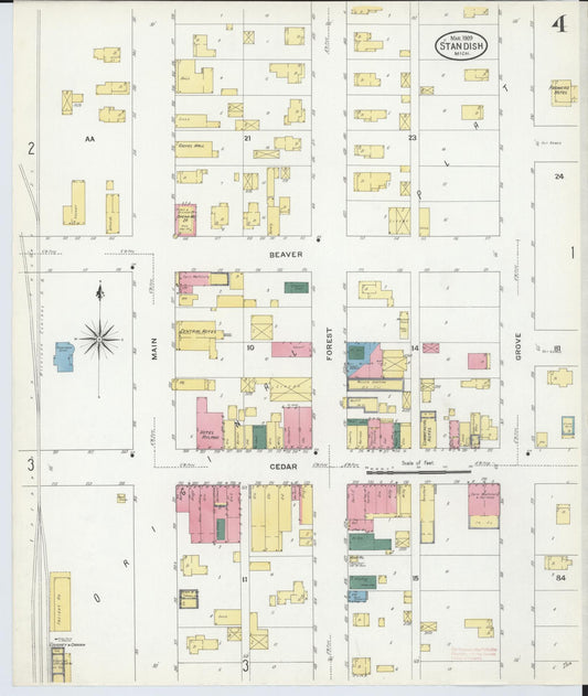 Sanborn Fire Insurance Map from Standish, Arenac County, Michigan (1909), Sheet #0004 - Historic Sanborn Fire Insurance Map Print, vintage old map wall art, antique decor, genealogy gift, Michigan Michigan map