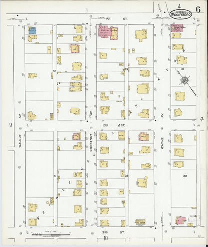 Sanborn Fire Insurance Map from Waynesboro, Independent Cities, Virginia (1920), Sheet #0006 - Complete Map Set gallery image, historic Sanborn map, vintage wall art, Virginia Virginia