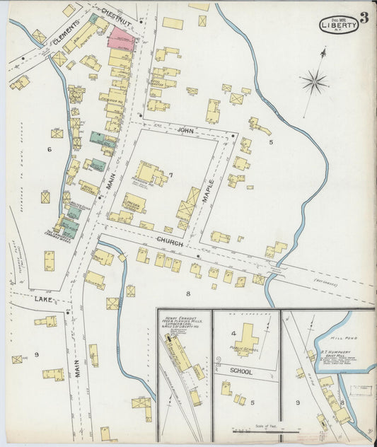 Sanborn Fire Insurance Map from Liberty, Sullivan County, New York (1892), Sheet #0003 - Historic Sanborn Fire Insurance Map Print, vintage old map wall art, antique decor, genealogy gift, New York New York map