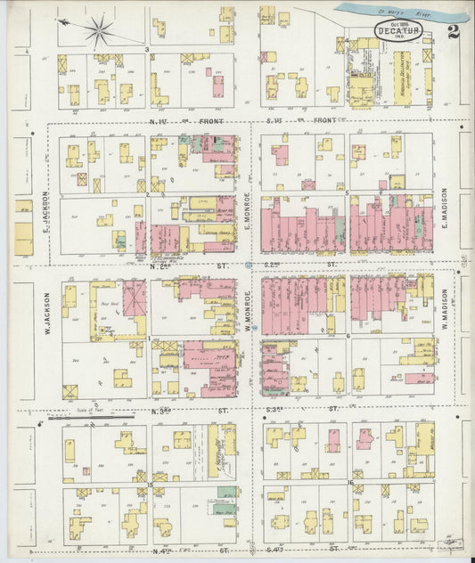 Sanborn Fire Insurance Map from Decatur, Adams County, Indiana (1895), Sheet #0002 - Historic Sanborn Fire Insurance Map Print, vintage old map wall art, antique decor, genealogy gift, Indiana Indiana map