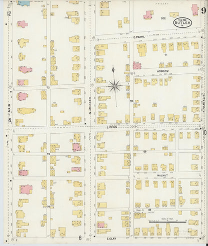 Sanborn Fire Insurance Map from Butler, Butler County, Pennsylvania (1906), Sheet #0009 - Complete Map Set gallery image, historic Sanborn map, vintage wall art, Pennsylvania Pennsylvania