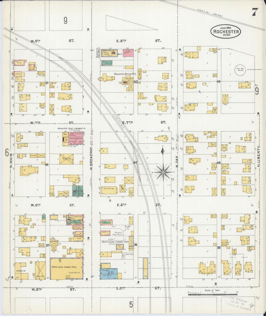 Sanborn Fire Insurance Map from Rochester, Olmsted County, Minnesota (1904), Sheet #0007 - Historic Sanborn Fire Insurance Map Print, vintage old map wall art, antique decor, genealogy gift, Minnesota Minnesota map