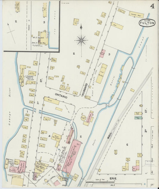 Sanborn Fire Insurance Map from Fulton, Oswego County, New York (1890), Sheet #0004 - Historic Sanborn Fire Insurance Map Print, vintage old map wall art, antique decor, genealogy gift, New York New York map