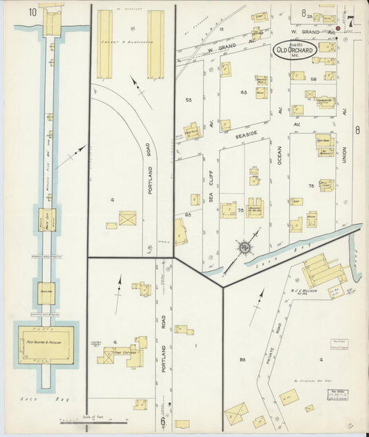 Sanborn Fire Insurance Map from Old Orchard, York County, Maine (1913), Sheet #0007 - Historic Sanborn Fire Insurance Map Print, vintage old map wall art, antique decor, genealogy gift, Maine Maine map