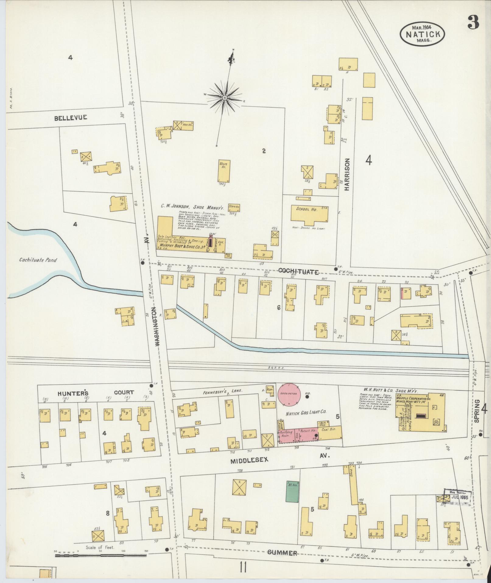 Sanborn Fire Insurance Map from Natick, Middlesex County, Massachusetts (1904), Sheet #0003 - Complete Map Set gallery image, historic Sanborn map, vintage wall art, Massachusetts Massachusetts