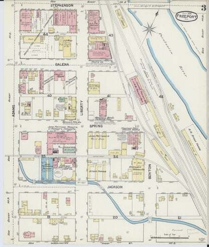 Sanborn Fire Insurance Map from Freeport, Stephenson County, Illinois (1890), Sheet #0003 - Historic Sanborn Fire Insurance Map Print, vintage old map wall art, antique decor, genealogy gift, Illinois Illinois map