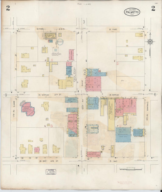 Sanborn Fire Insurance Map from Palmetto, Manatee County, Florida (1944), Sheet #0002 - Historic Sanborn Fire Insurance Map Print, vintage old map wall art, antique decor, genealogy gift, Florida Florida map