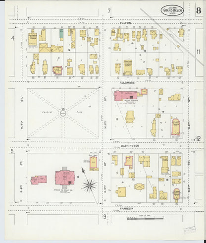 Sanborn Fire Insurance Map from Grand Haven, Ottawa County, Michigan (1906), Sheet #0008 - Complete Map Set gallery image, historic Sanborn map, vintage wall art, Michigan Michigan