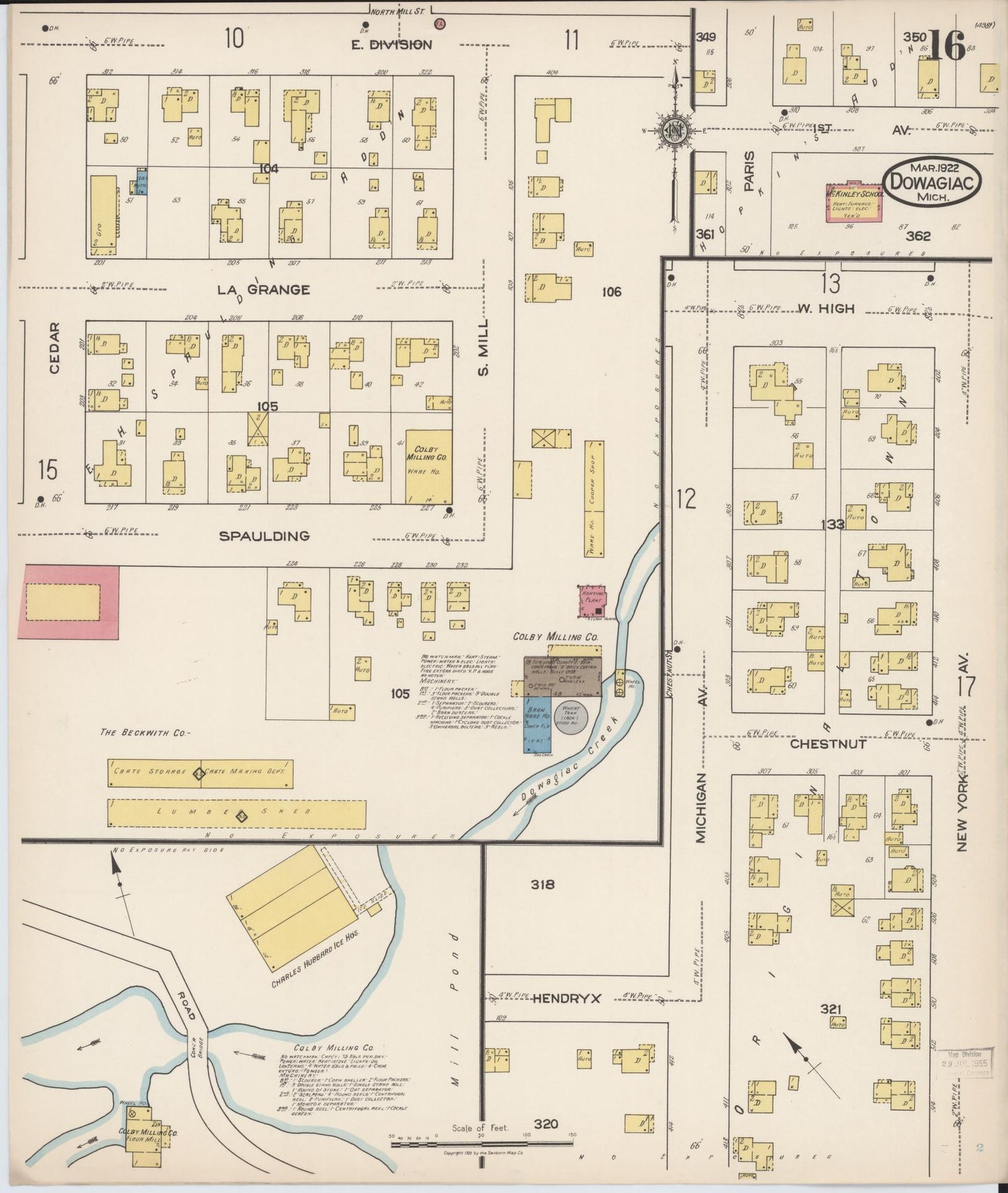 Sanborn Fire Insurance Map from Dowagiac, Cass County, Michigan (1922), Sheet #0016 - Complete Map Set gallery image, historic Sanborn map, vintage wall art, Michigan Michigan