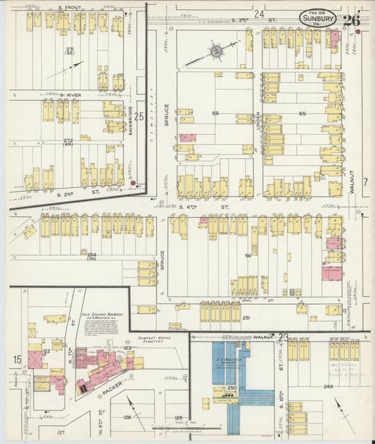 Sanborn Fire Insurance Map from Sunbury, Northumberland County, Pennsylvania (1918), Sheet #0026 - Historic Sanborn Fire Insurance Map Print, vintage old map wall art, antique decor, genealogy gift, Pennsylvania Pennsylvania map