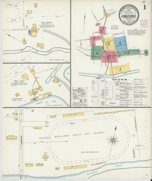 Sanborn Fire Insurance Map from Cobleskill, Schoharie County, New York (1904), Sheet #0001 - Complete Map Set gallery image, historic Sanborn map, vintage wall art, New York New York