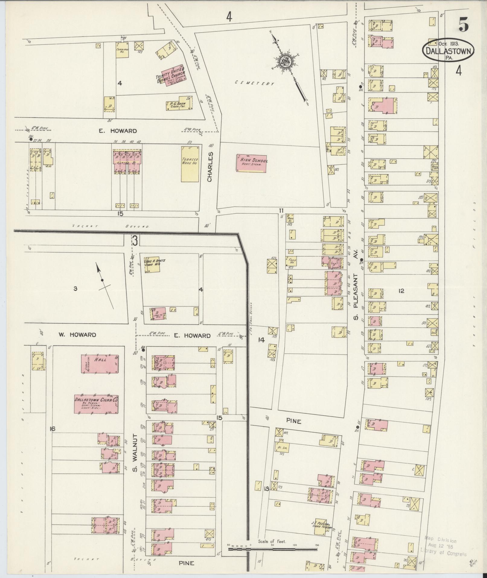 Sanborn Fire Insurance Map from Dallastown, York County, Pennsylvania (1913), Sheet #0005 - Historic Sanborn Fire Insurance Map Print, vintage old map wall art, antique decor, genealogy gift, Pennsylvania Pennsylvania map
