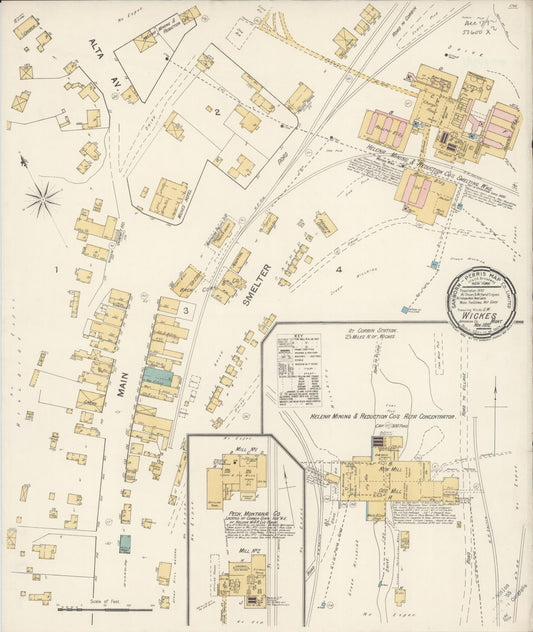 Sanborn Fire Insurance Map from Wickes, Jefferson County, Montana (1892), Sheet #0001 - Historic Sanborn Fire Insurance Map Print, vintage old map wall art, antique decor, genealogy gift, Montana Montana map