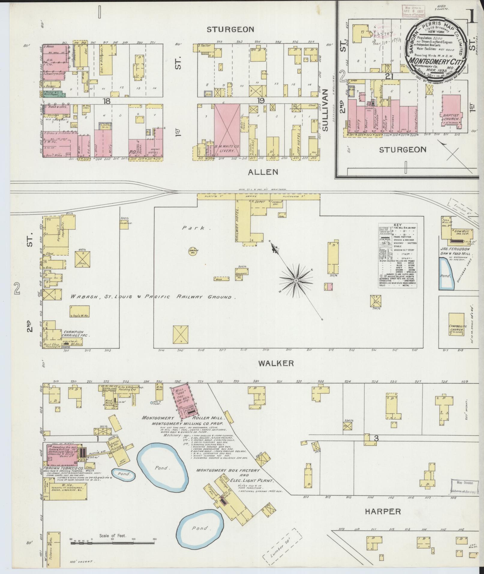 Sanborn Fire Insurance Map from Montgomery City, Montgomery County, Missouri (1893), Sheet #0001 - Complete Map Set gallery image, historic Sanborn map, vintage wall art, Missouri Missouri