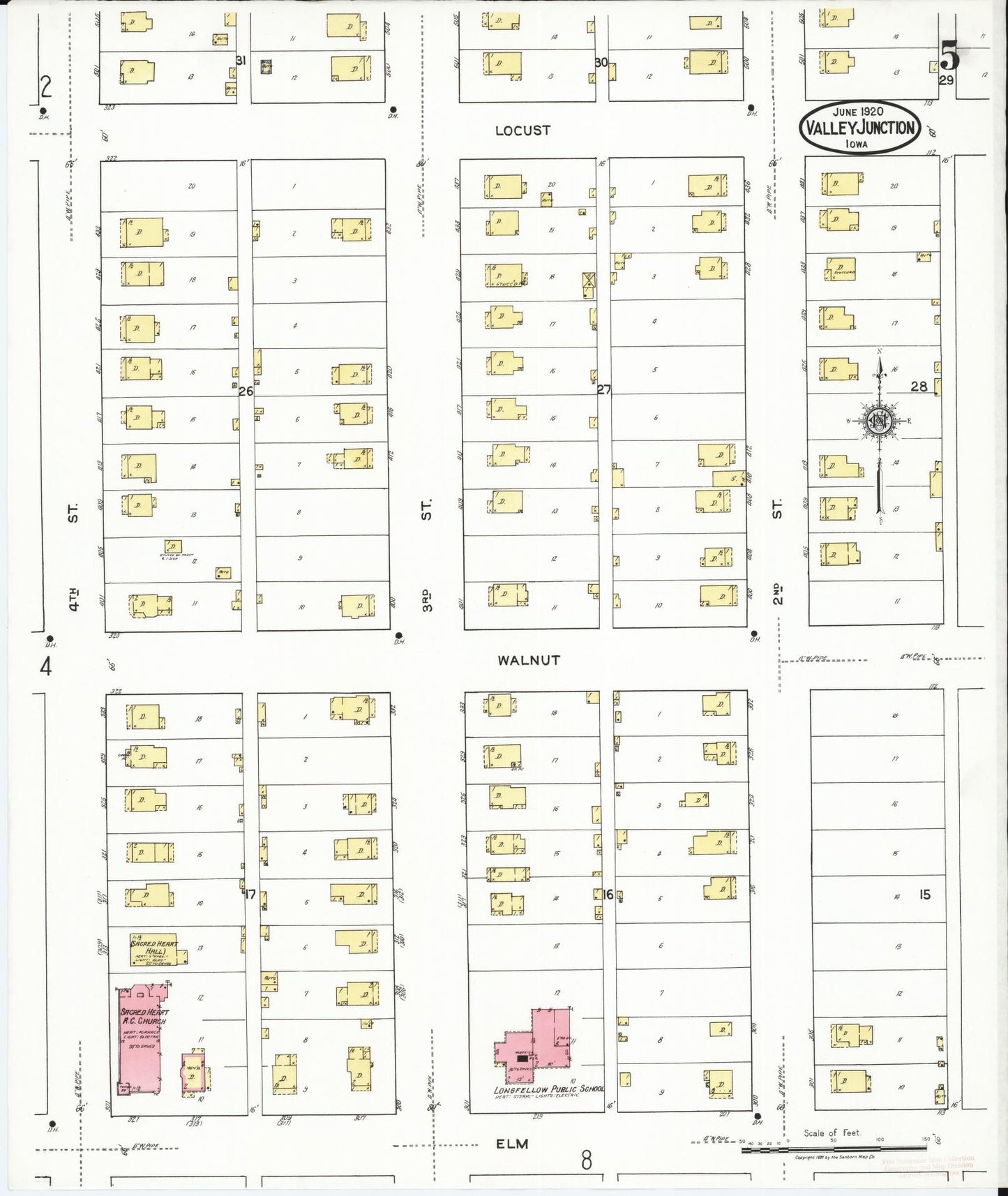 Sanborn Fire Insurance Map from Valley Junction, Polk County, Iowa (1920), Sheet #0005 - Historic Sanborn Fire Insurance Map Print, vintage old map wall art