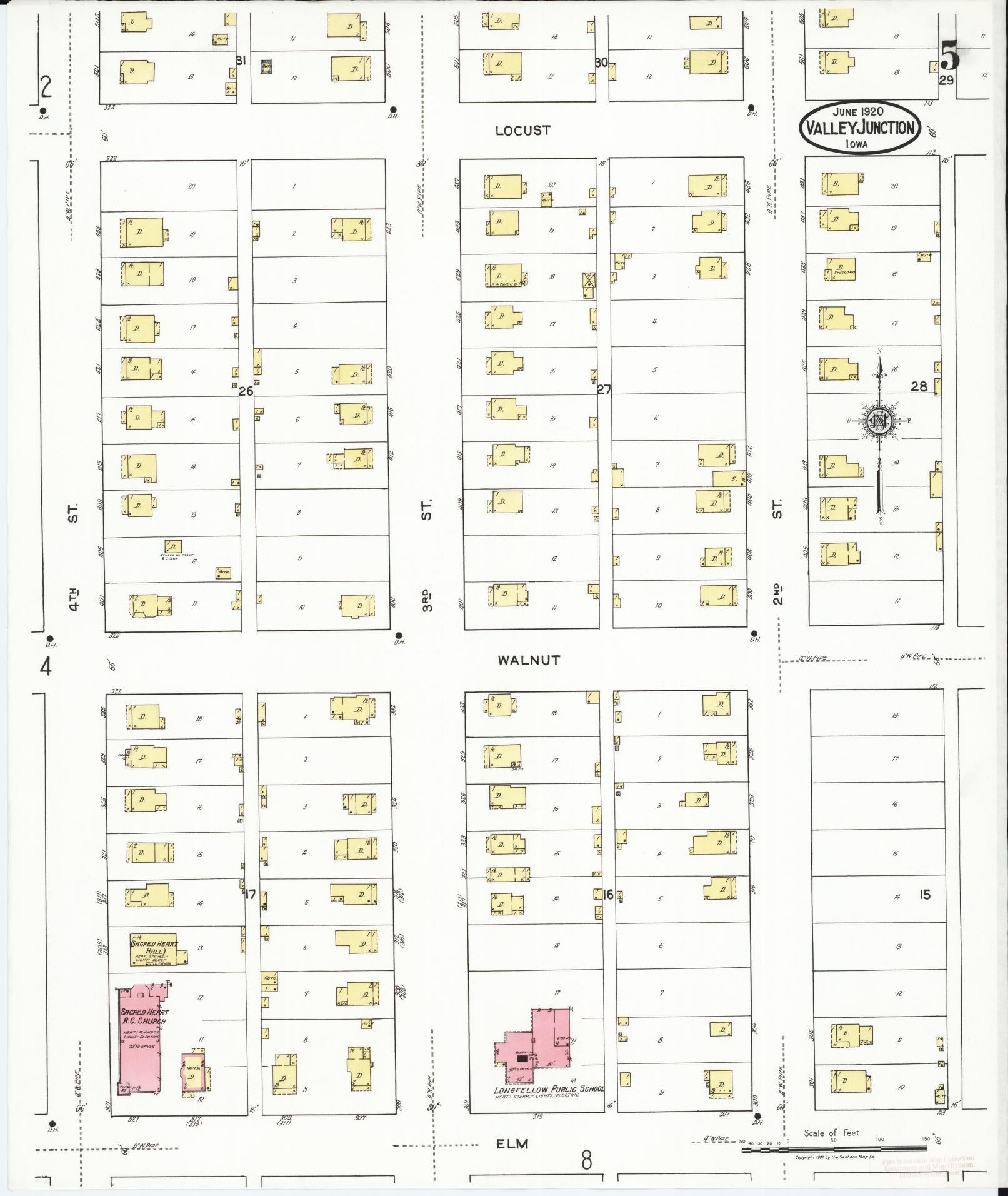 Sanborn Fire Insurance Map from Valley Junction, Polk County, Iowa (1920), Sheet #0005 - Historic Sanborn Fire Insurance Map Print, vintage old map wall art