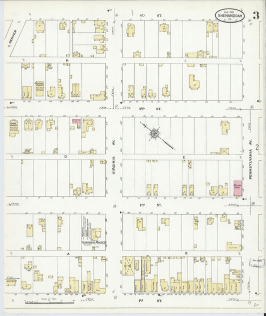 Sanborn Fire Insurance Map from Shenandoah, Page County, Virginia (1910), Sheet #0003 - Historic Sanborn Fire Insurance Map Print, vintage old map wall art, antique decor, genealogy gift, Virginia Virginia map