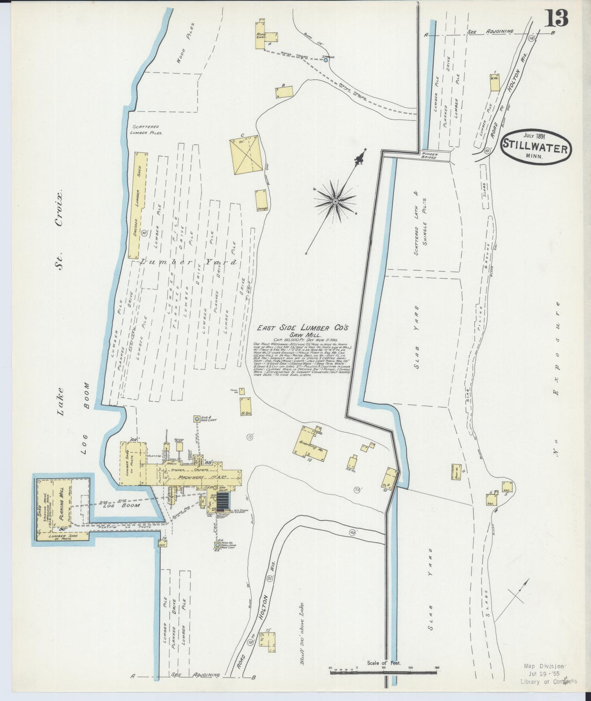 Sanborn Fire Insurance Map from Stillwater, Washington County, Minnesota (1891), Sheet #0013 - Historic Sanborn Fire Insurance Map Print, vintage old map wall art, antique decor, genealogy gift, Minnesota Minnesota map
