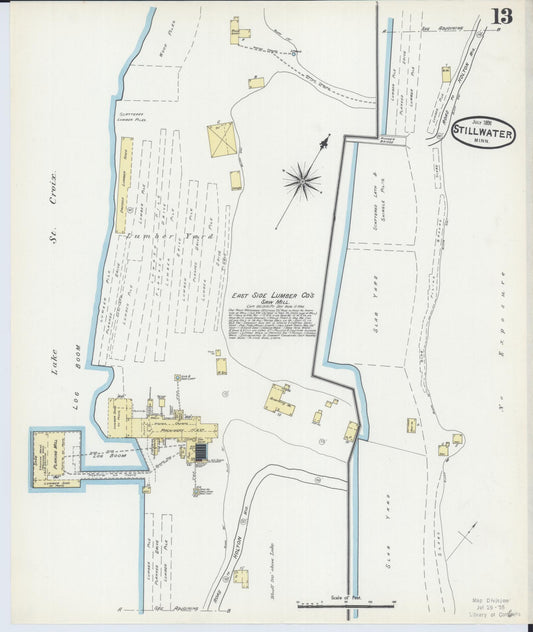 Sanborn Fire Insurance Map from Stillwater, Washington County, Minnesota (1891), Sheet #0013 - Historic Sanborn Fire Insurance Map Print, vintage old map wall art, antique decor, genealogy gift, Minnesota Minnesota map