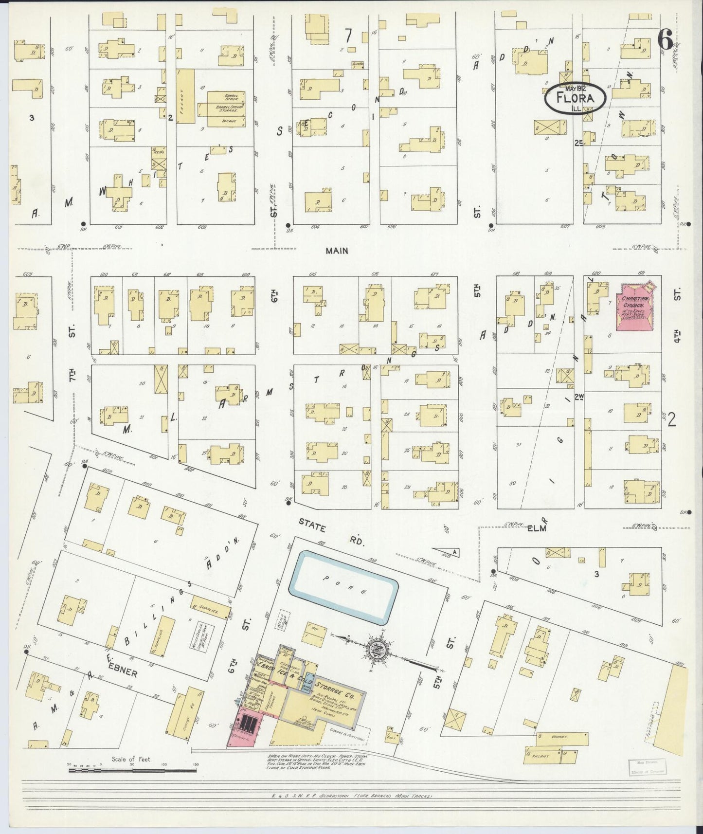Sanborn Fire Insurance Map from Flora, Clay County, Illinois (1912), Sheet #0006 - Complete Map Set gallery image, historic Sanborn map, vintage wall art, Illinois Illinois