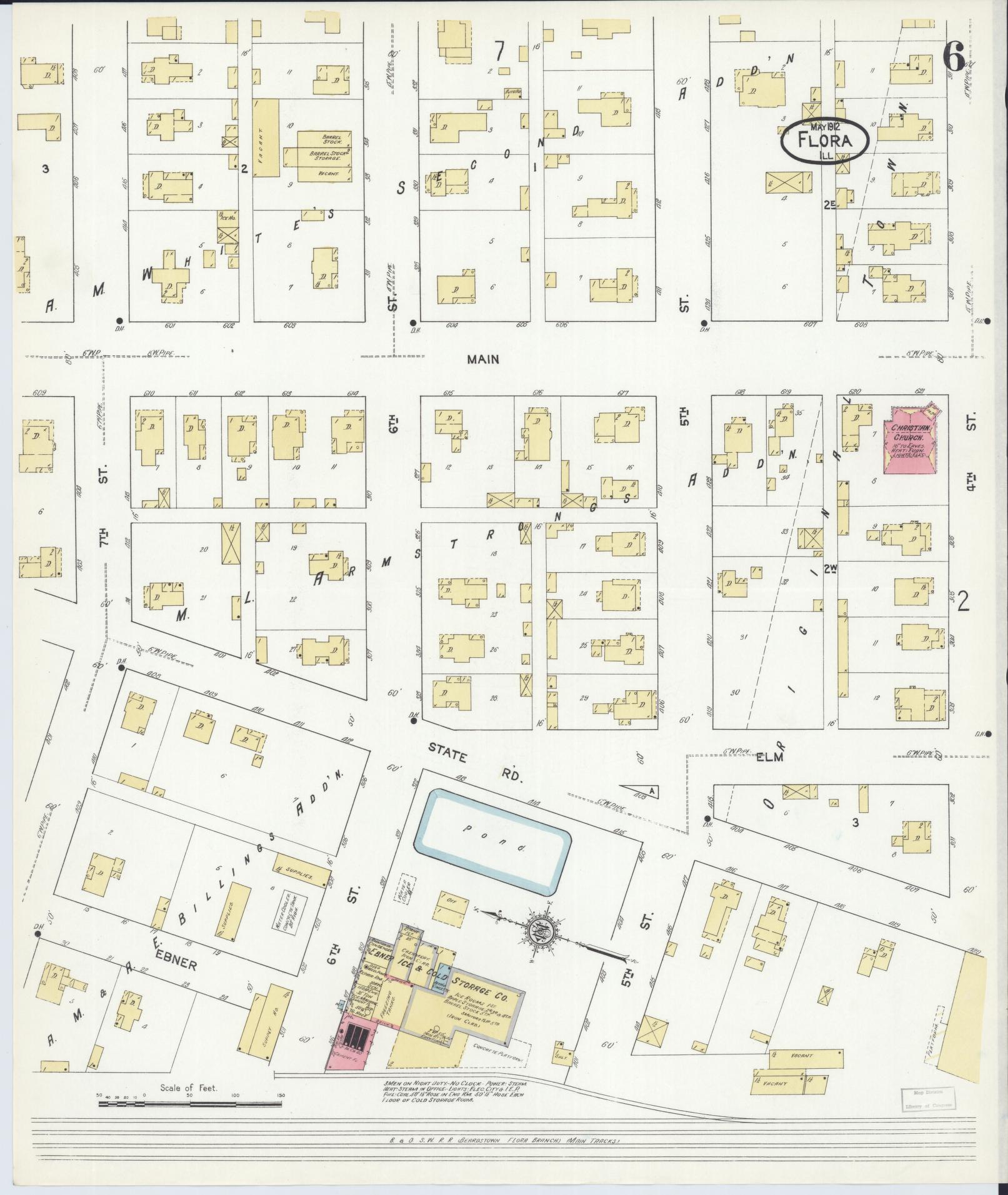 Sanborn Fire Insurance Map from Flora, Clay County, Illinois (1912), Sheet #0006 - Complete Map Set gallery image, historic Sanborn map, vintage wall art, Illinois Illinois