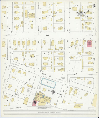 Sanborn Fire Insurance Map from Flora, Clay County, Illinois (1912), Sheet #0006 - Complete Map Set gallery image, historic Sanborn map, vintage wall art, Illinois Illinois