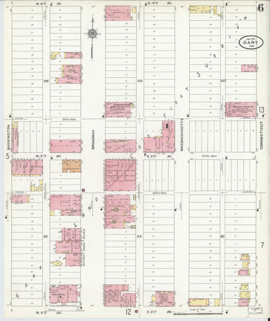 Sanborn Fire Insurance Map from Gary, Lake County, Indiana (1911), Sheet #0006 - Historic Sanborn Fire Insurance Map Print, vintage old map wall art, antique decor, genealogy gift, Indiana Indiana map