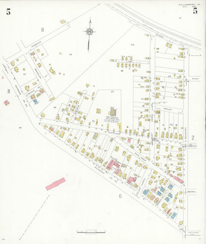 Sanborn Fire Insurance Map from Williamsburg, Independent Cities, Virginia (1933), Sheet #0005 - Complete Map Set gallery image, historic Sanborn map, vintage wall art, Virginia Virginia