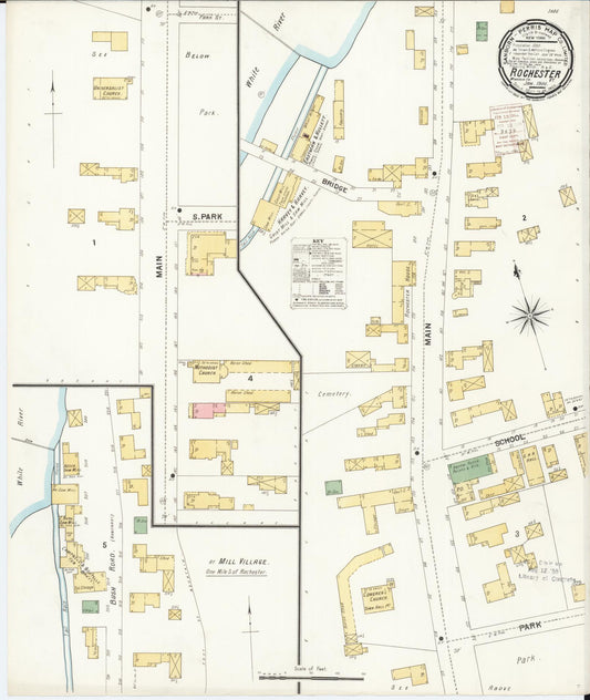 Sanborn Fire Insurance Map from Rochester, Windsor County, Vermont (1900), Sheet #0001 - Historic Sanborn Fire Insurance Map Print, vintage old map wall art, antique decor, genealogy gift, Vermont Vermont map