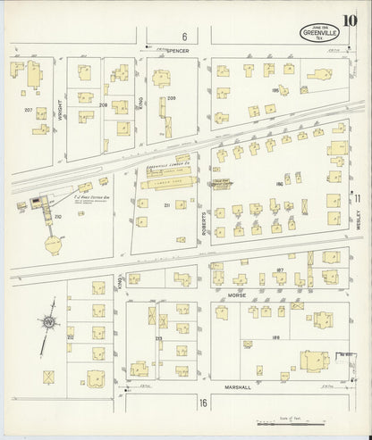 Sanborn Fire Insurance Map from Greenville, Hunt County, Texas (1914), Sheet #0010 - Complete Map Set gallery image, historic Sanborn map, vintage wall art, Texas Texas