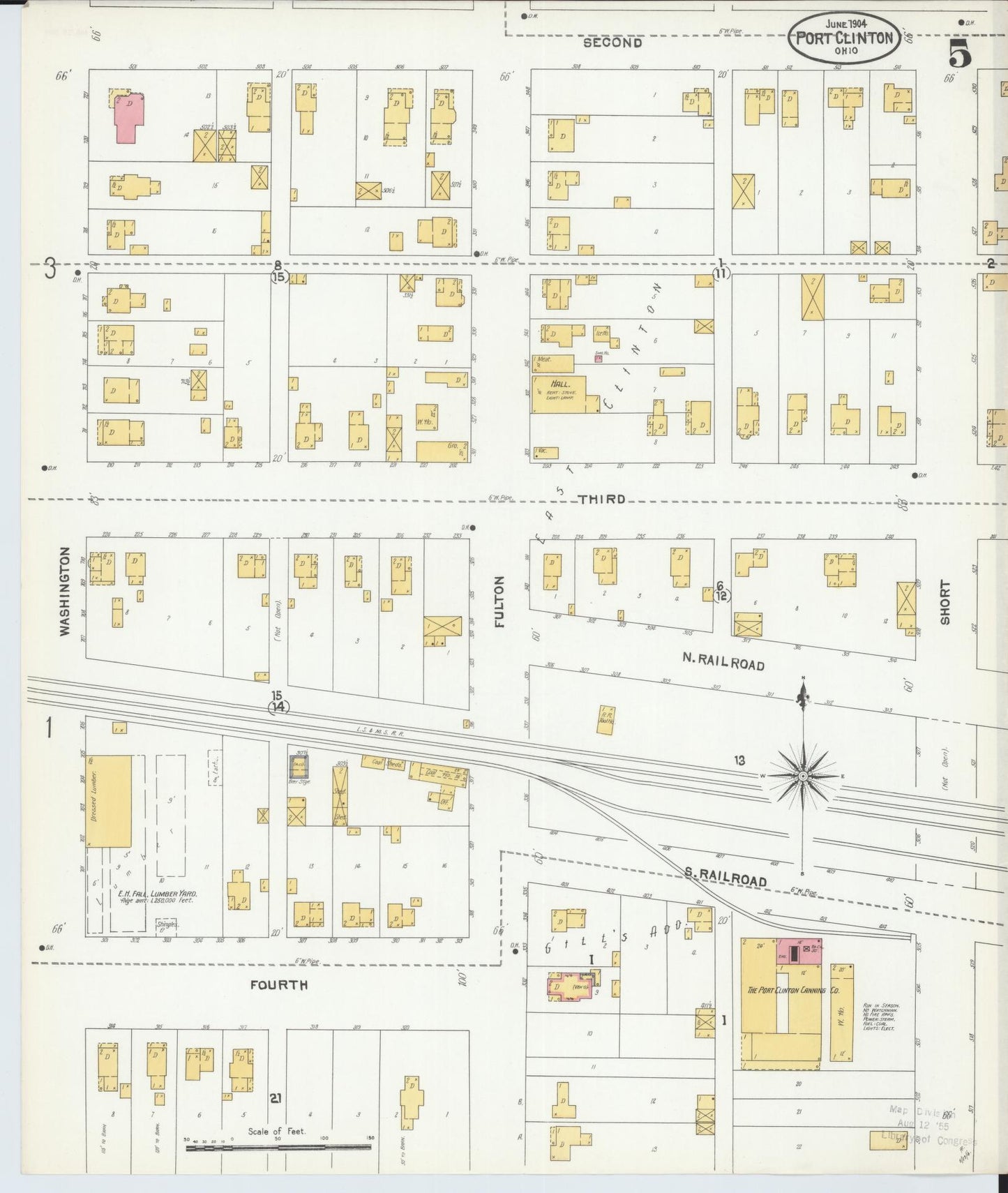 Sanborn Fire Insurance Map from Port Clinton, Ottawa County, Ohio (1904), Sheet #0005 - Complete Map Set gallery image, historic Sanborn map, vintage wall art, Ohio Ohio