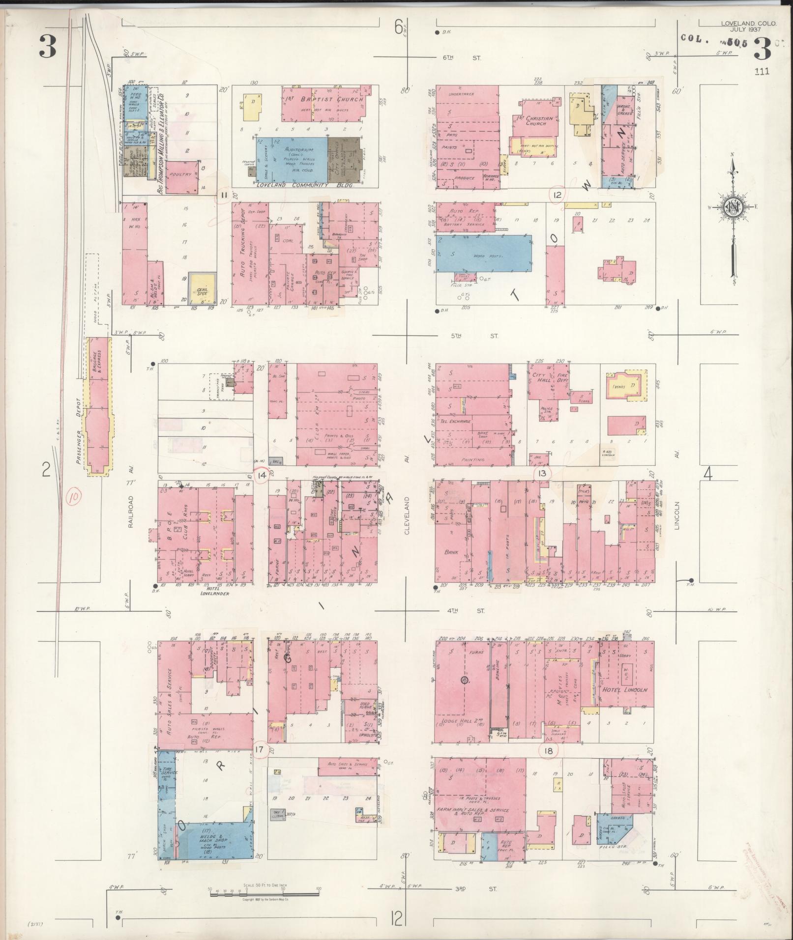 Sanborn Fire Insurance Map from Loveland, Larimer County, Colorado (1946), Sheet #0003 - Historic Sanborn Fire Insurance Map Print, vintage old map wall art, antique decor, genealogy gift, Colorado Colorado map