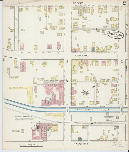 Sanborn Fire Insurance Map from Franklin, Warren County, Ohio (1885), Sheet #0002 - Historic Sanborn Fire Insurance Map Print, vintage old map wall art, antique decor, genealogy gift, Ohio Ohio map