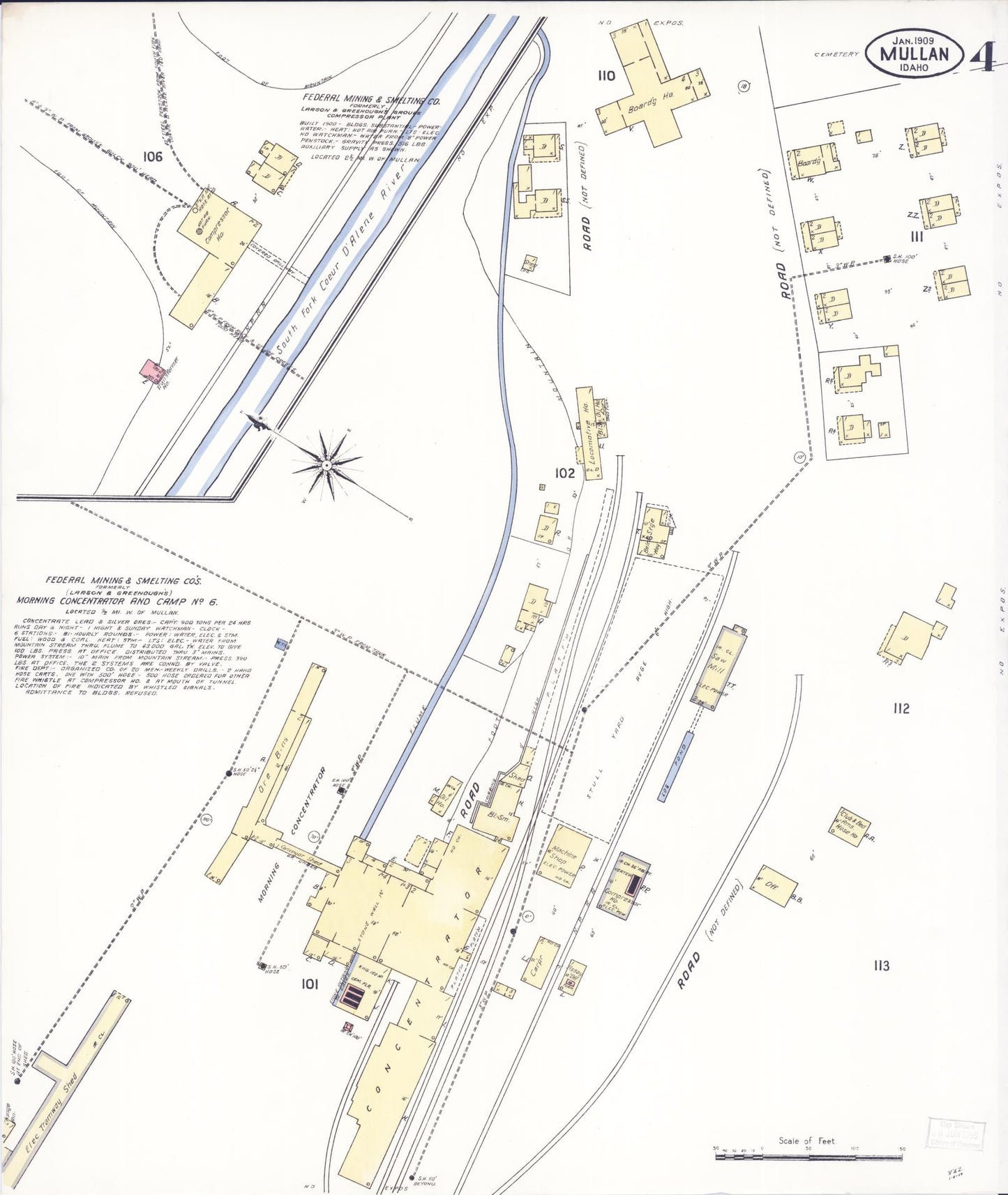Sanborn Fire Insurance Map from Mullan, Shoshone County, Idaho (1909), Sheet #0004 - Complete Map Set gallery image, historic Sanborn map, vintage wall art, Idaho Idaho