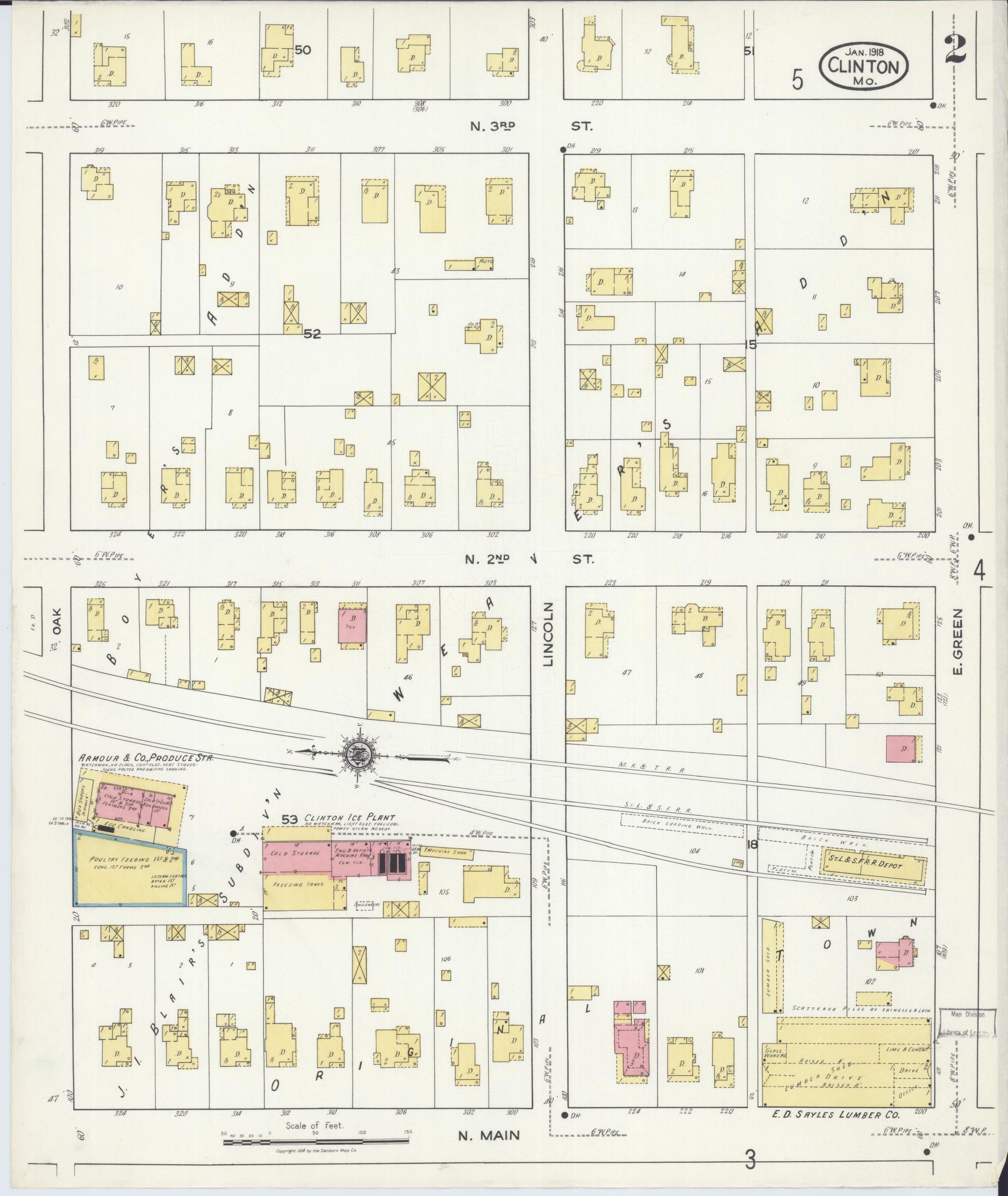 Sanborn Fire Insurance Map from Clinton, Henry County, Missouri (1918), Sheet #0002 - Complete Map Set gallery image, historic Sanborn map, vintage wall art, Missouri Missouri