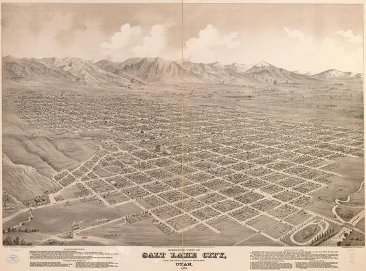 Birds-eye view of Salt Lake City, Utah 1875. (1875) – Historic Bird’s-Eye View Panorama Print