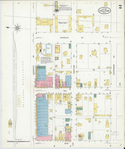 Sanborn Fire Insurance Map from Sallisaw, Sequoyah County, Oklahoma (1909), Sheet #0002 - Complete Map Set gallery image, historic Sanborn map, vintage wall art, Oklahoma Oklahoma