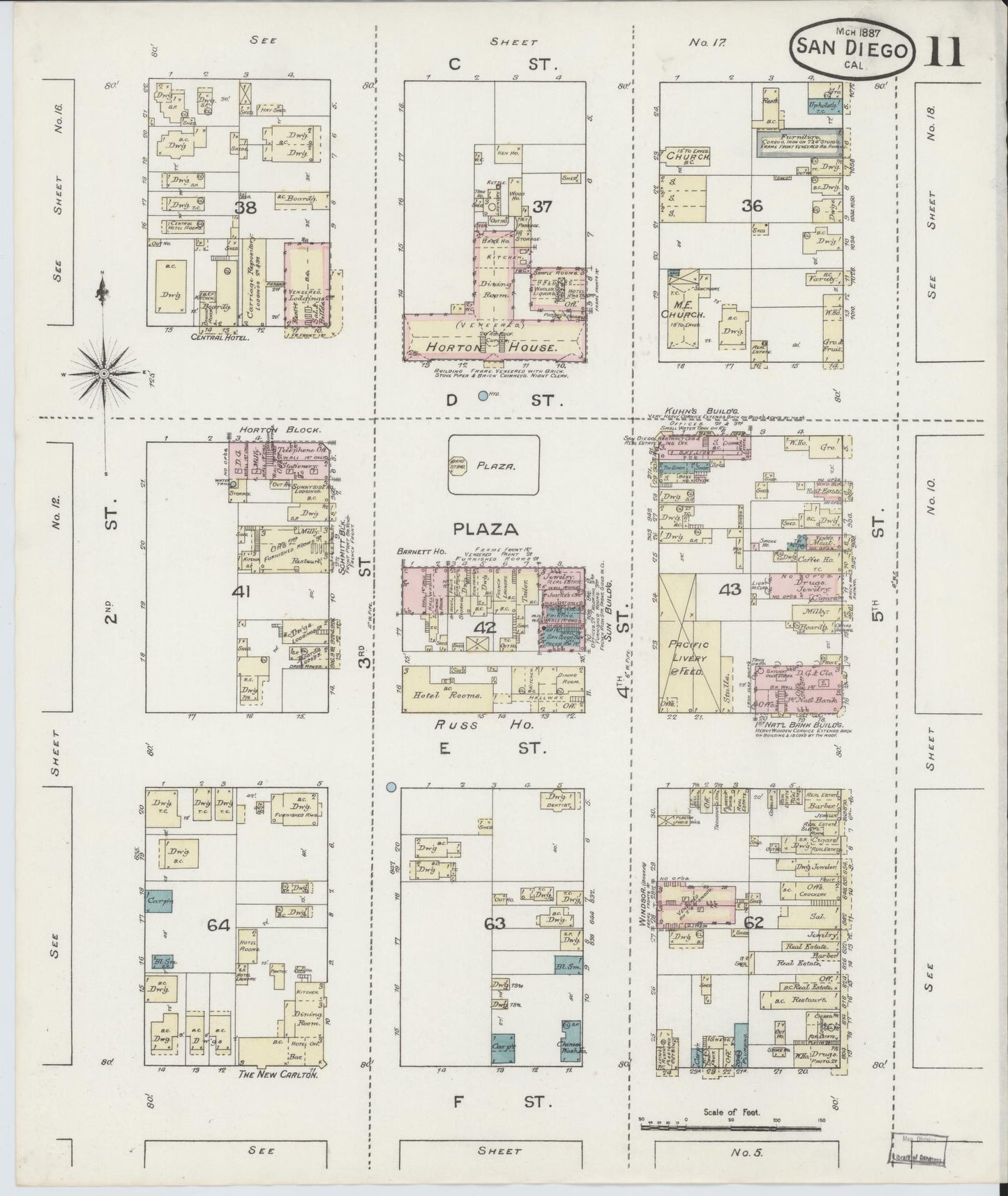 Sanborn Fire Insurance Map from San Diego, San Diego County, California (1887), Sheet #0011 - Complete Map Set gallery image, historic Sanborn map, vintage wall art, California California
